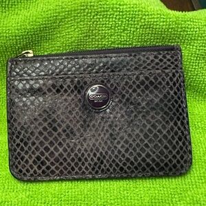 Coach Small Zip Card Case in Dark Purple Snakeskin